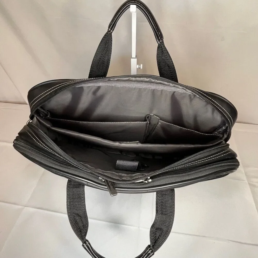 Hertitage Leather Laptop Messenger Bag Black